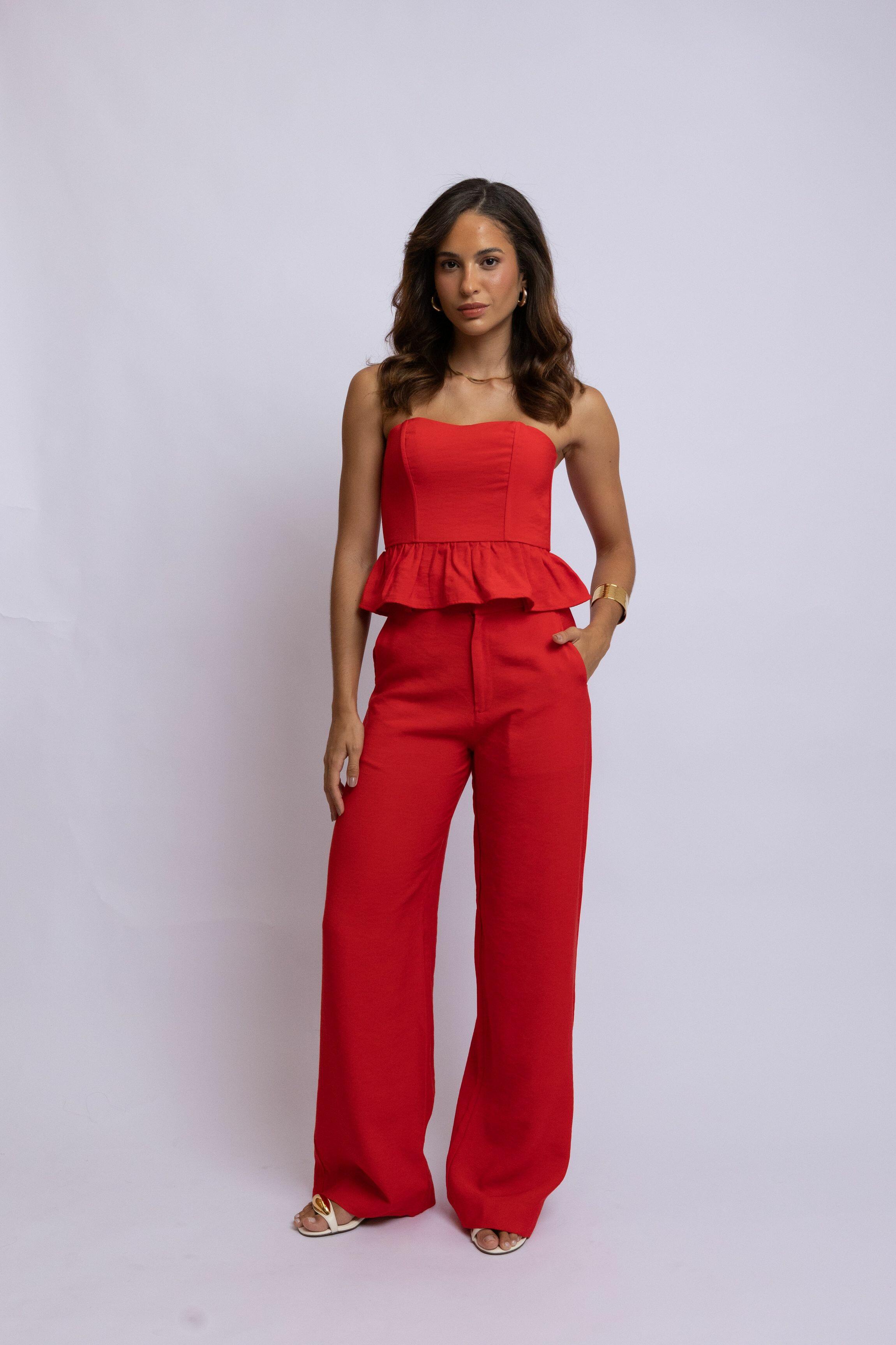 CALÇA BETINA CUPRO LIKE VERMELHO