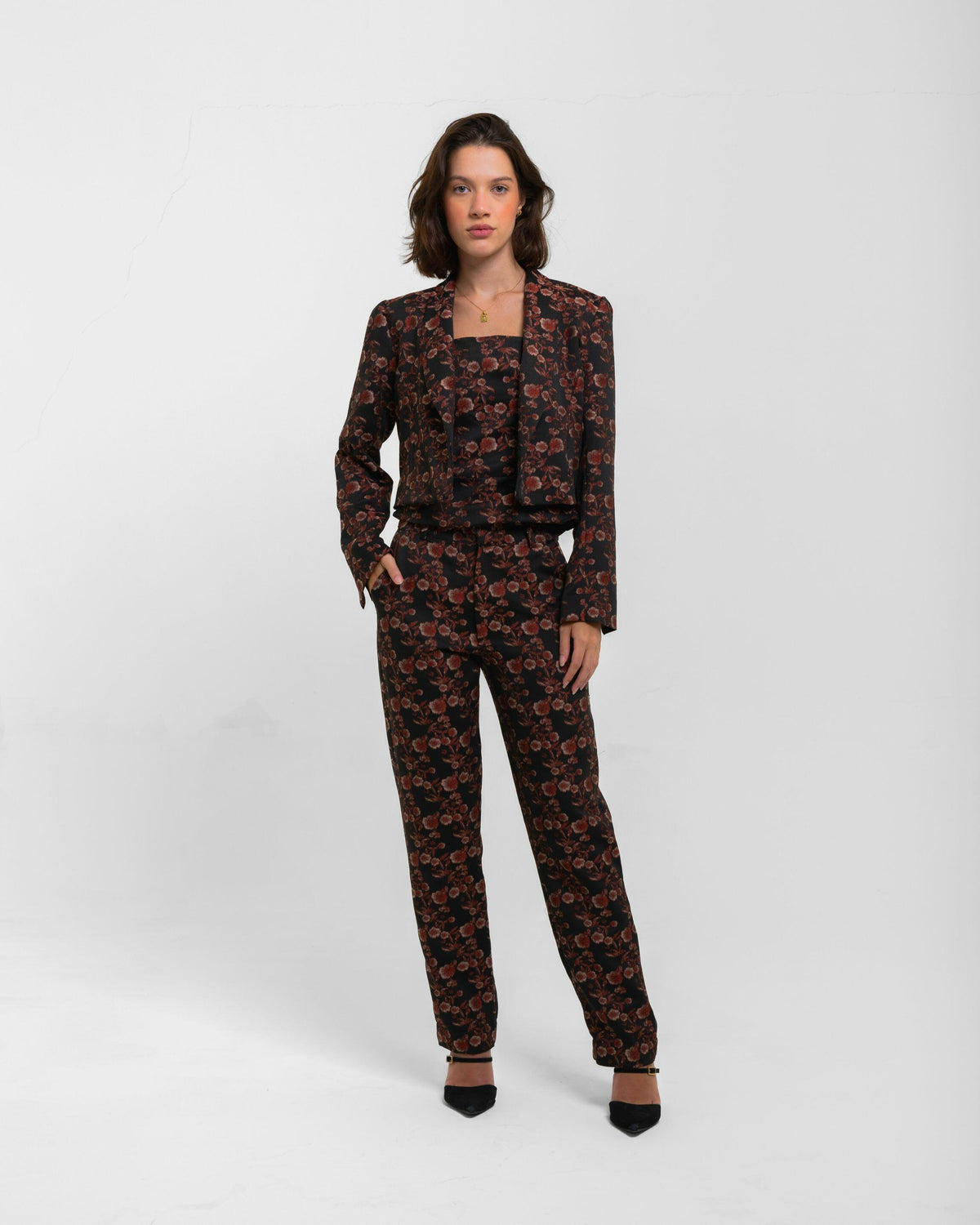 CALÇA VALENTINA JACQUARD IPÊ VINHO