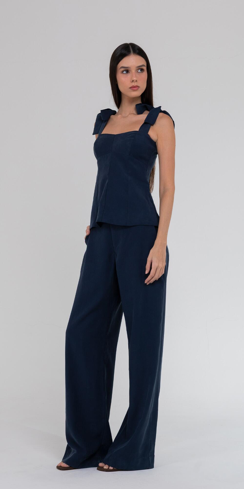 CALÇA BETINA CUPRO FINE MARINHO