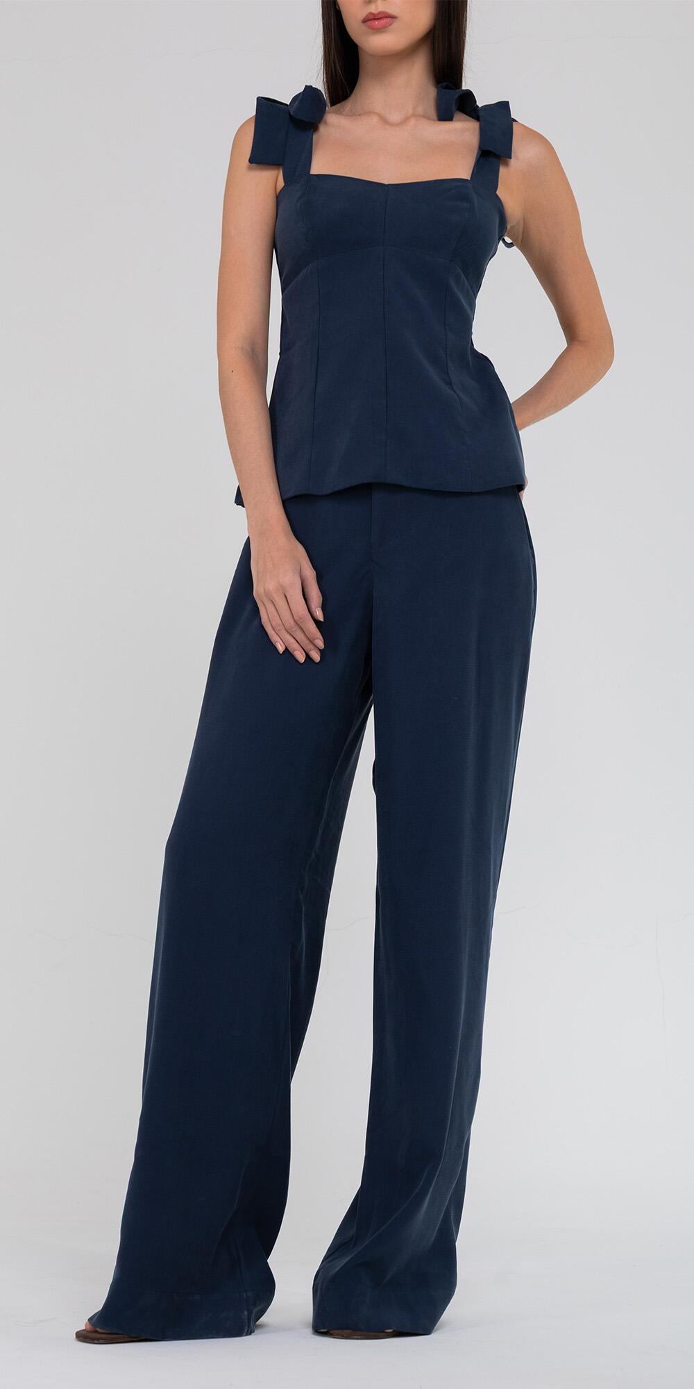 CALÇA BETINA CUPRO FINE MARINHO