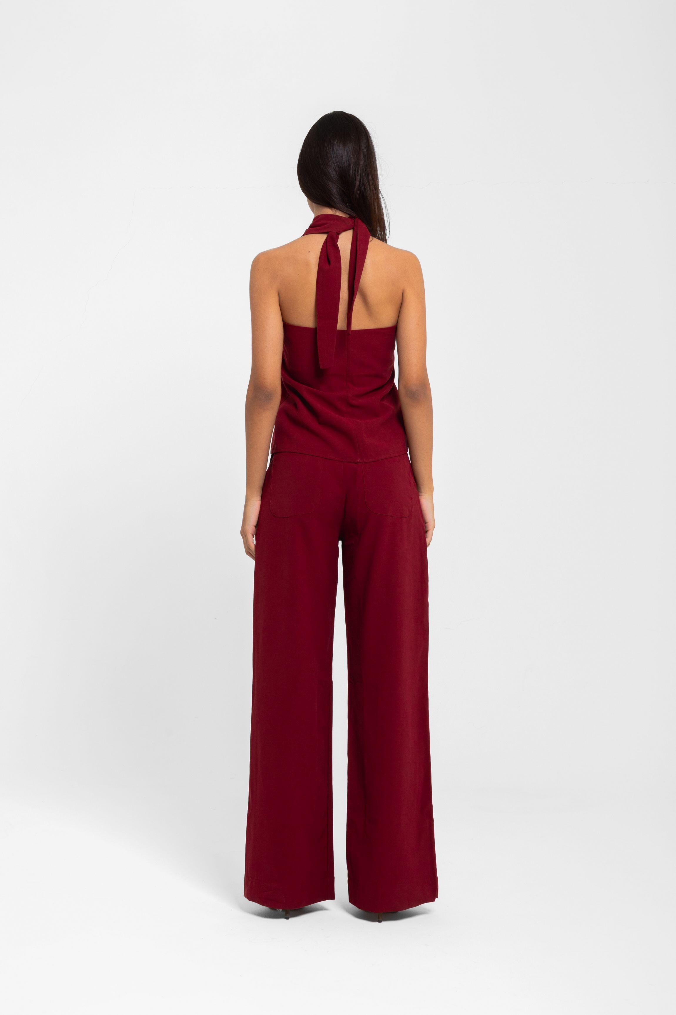 CALÇA BETINA CUPRO PROVENCE VINHO