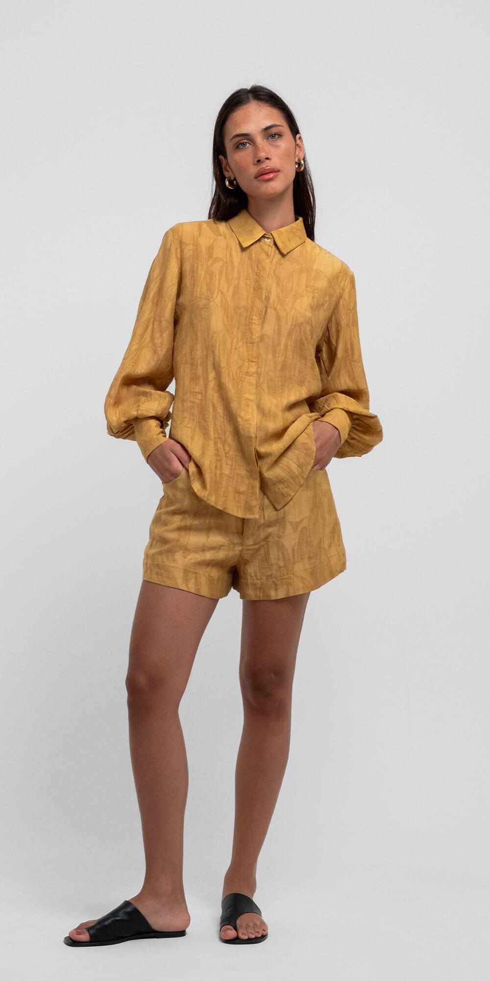 SHORT EVASE LYOCEL LEAF BANOFFEE