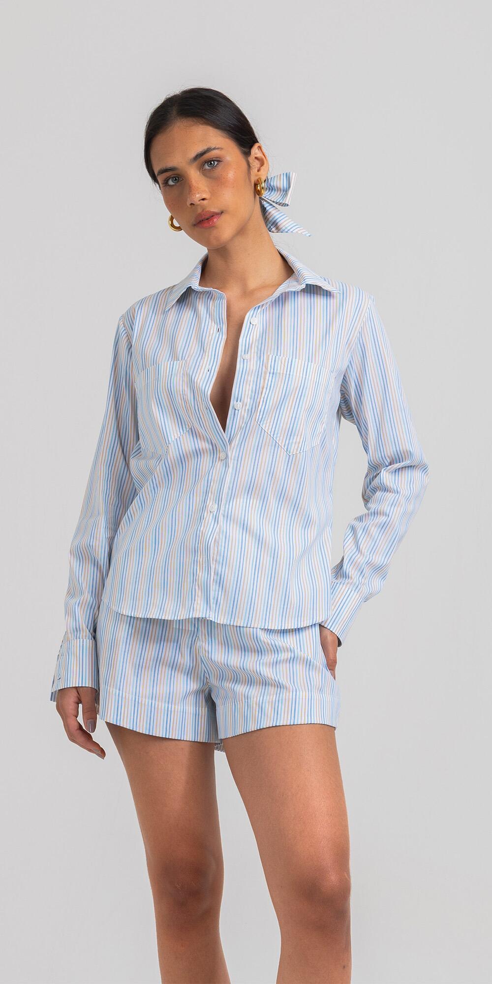 SHORT EVASE TRICOLINE LISTRAS ANGEL