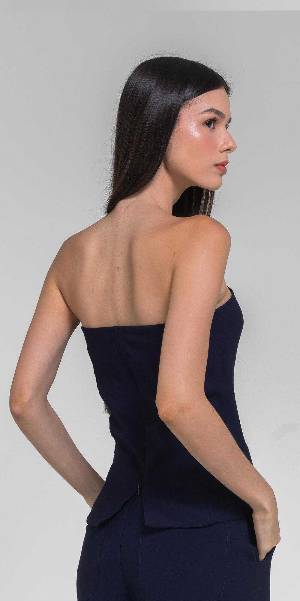 BLUSA ANTONIA ABERTA CUPRO LIKE MARINHO