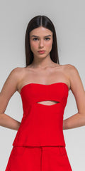 BLUSA ANTONIA ABERTA CUPRO LIKE VERMELHO