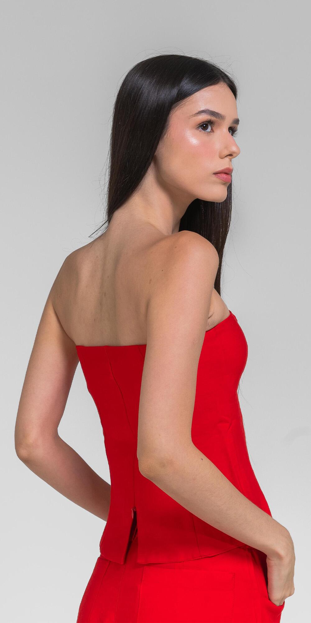 BLUSA ANTONIA ABERTA CUPRO LIKE VERMELHO