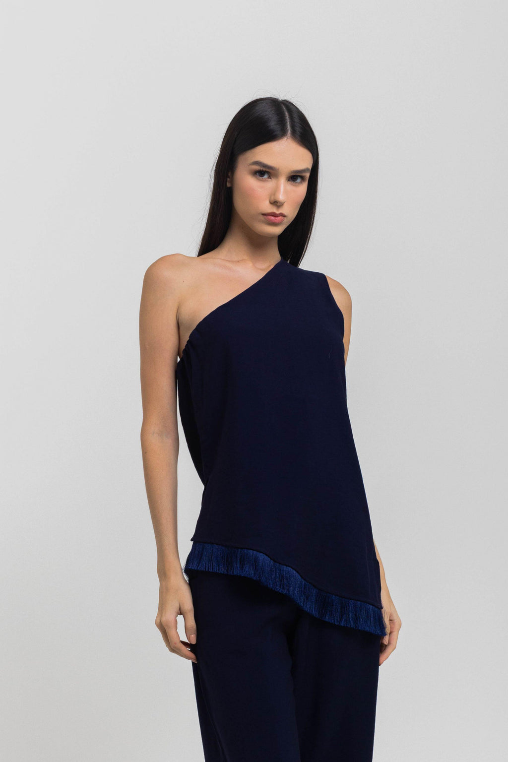 BLUSA IVY FRANJA CUPRO LIKE MARINHO