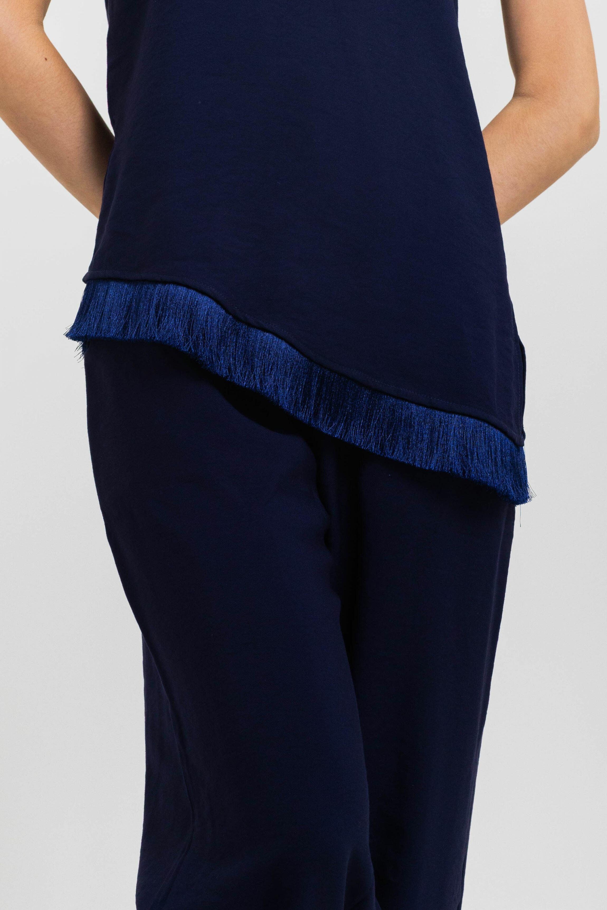 BLUSA IVY FRANJA CUPRO LIKE MARINHO
