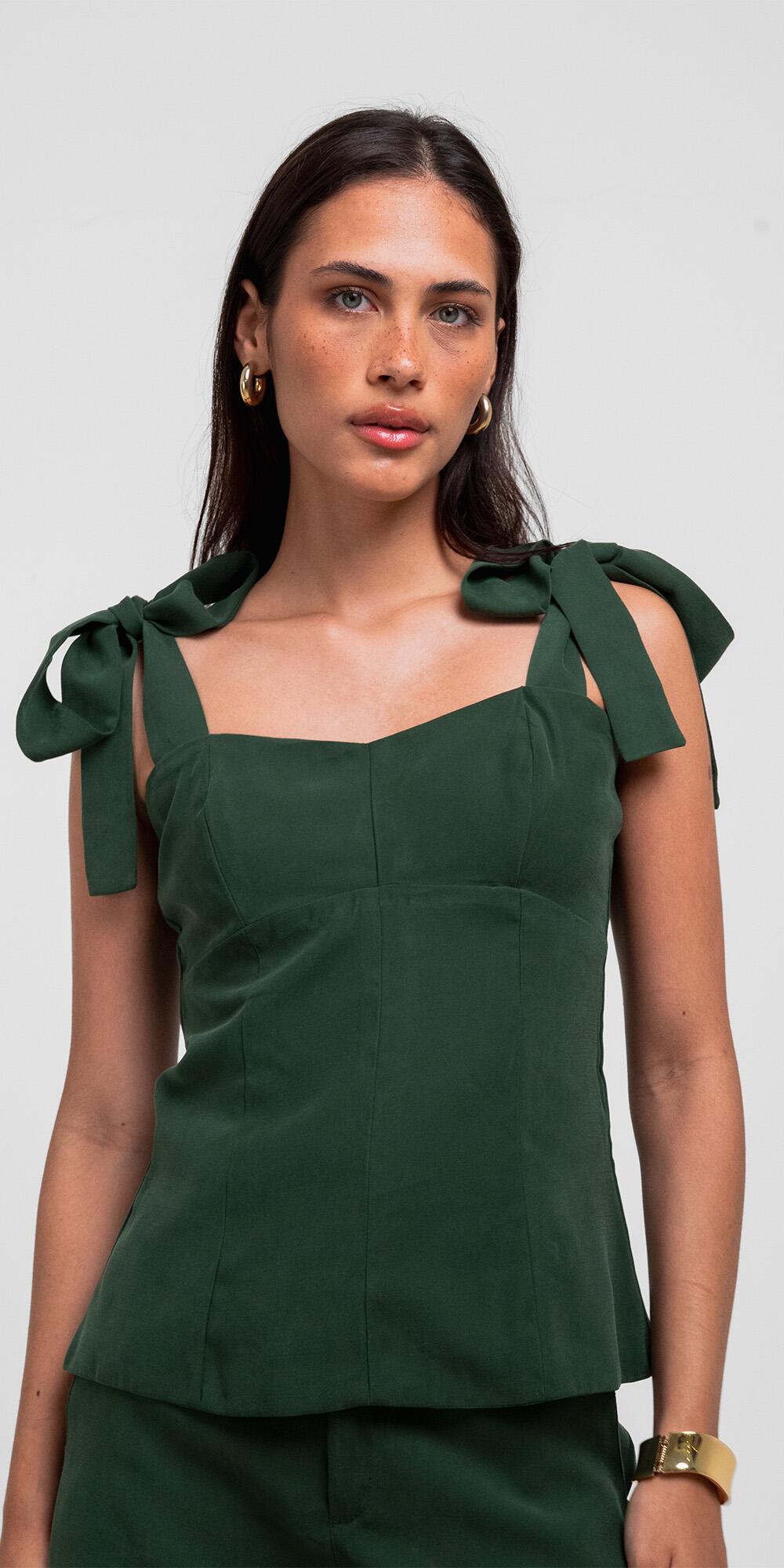 BLUSA ANTONIA FECHADA ALÇA CUPRO FINE MOSS