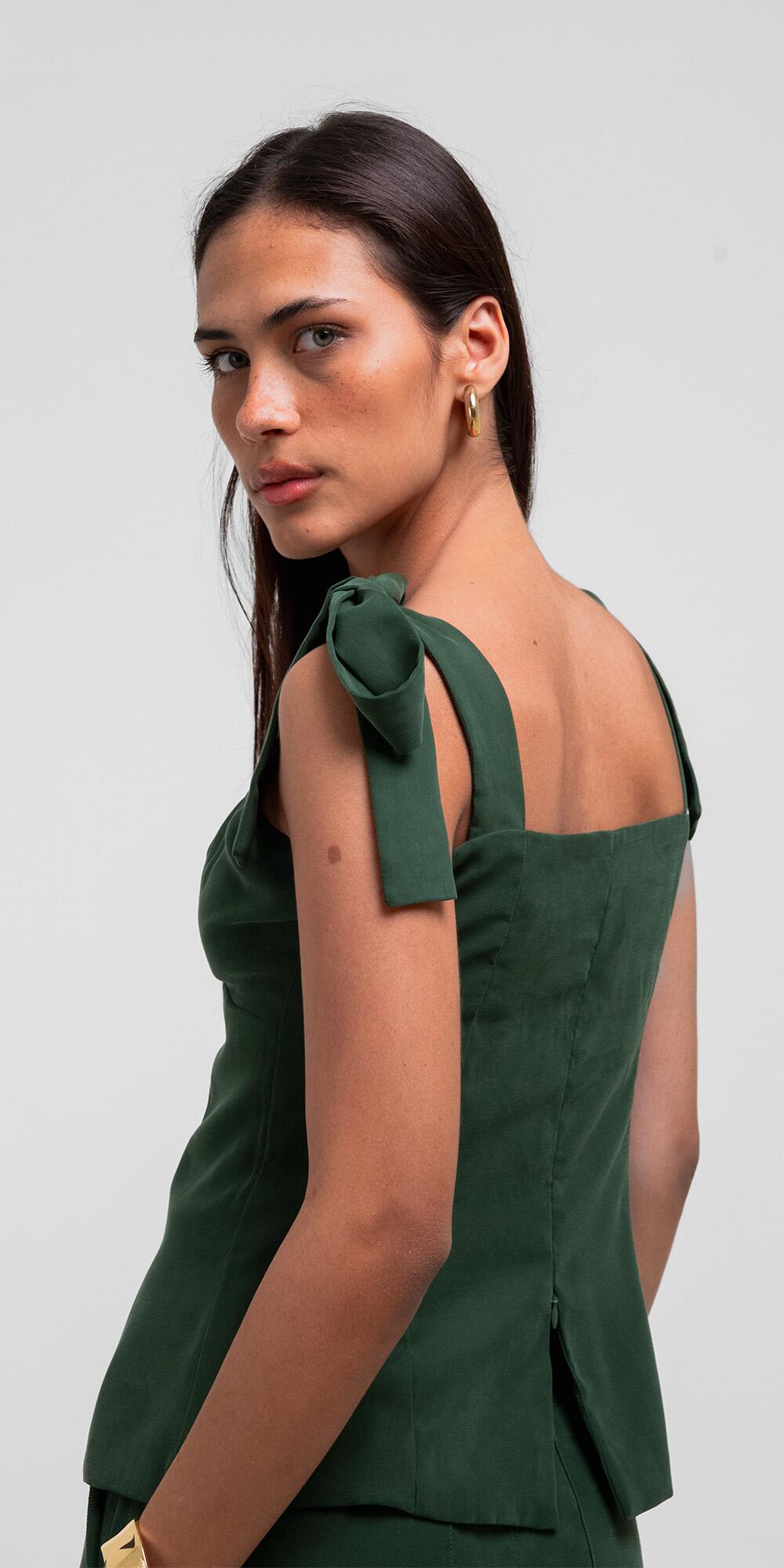 BLUSA ANTONIA FECHADA ALÇA CUPRO FINE MOSS