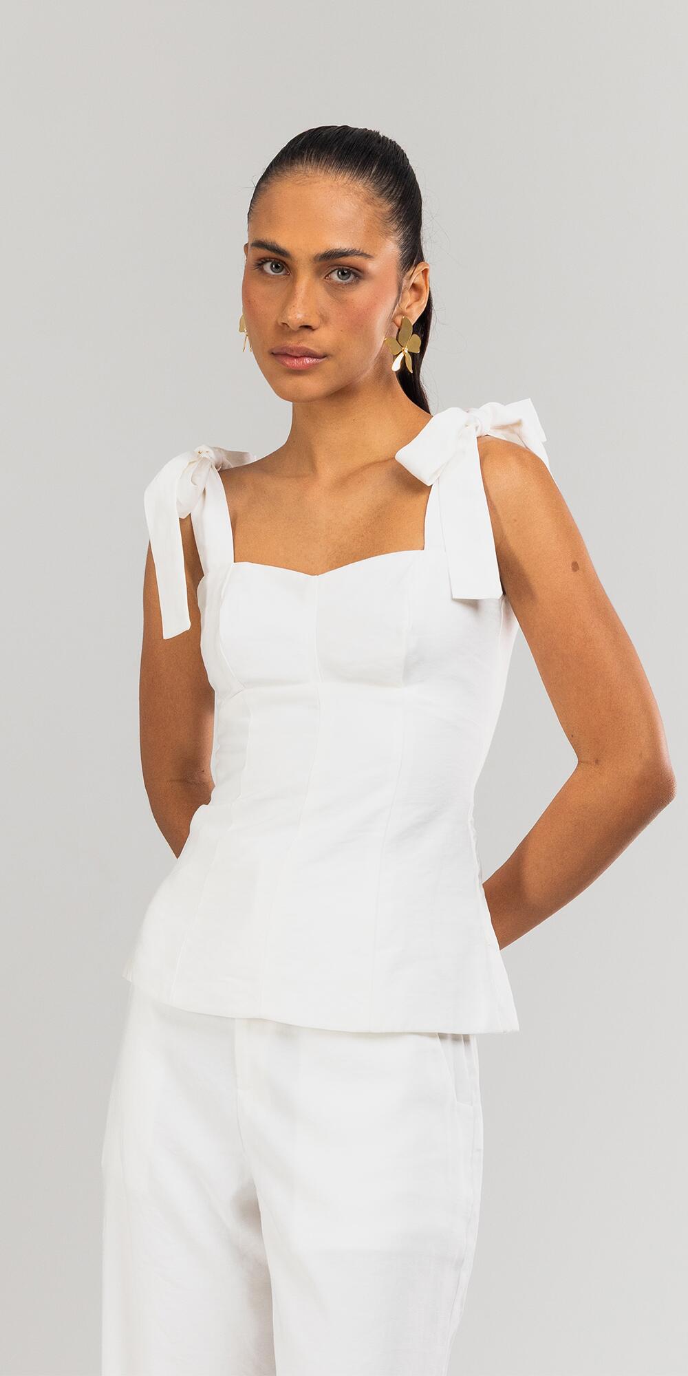 BLUSA ANTONIA FECHADA ALÇA CUPRO LIKE BRANCO