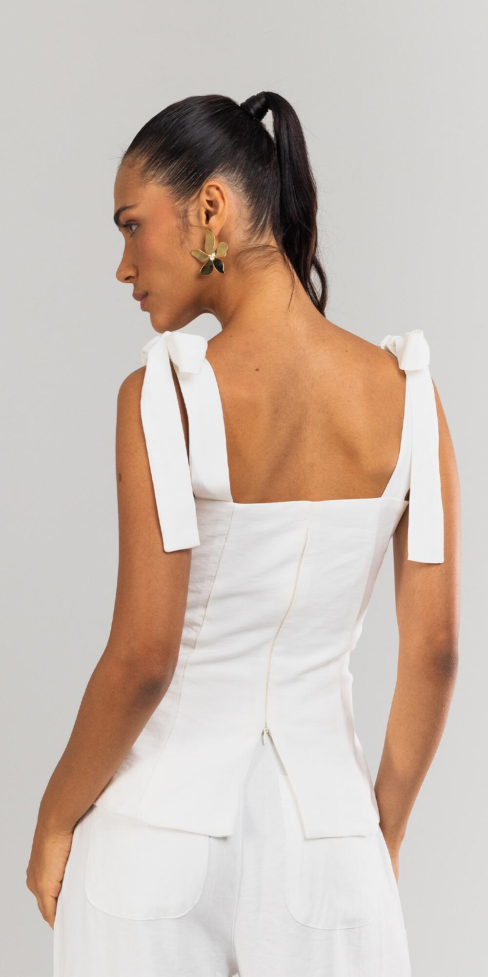 BLUSA ANTONIA FECHADA ALÇA CUPRO LIKE BRANCO
