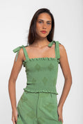 TOP LULI ALÇA JACQUARD KAMALA VERDE