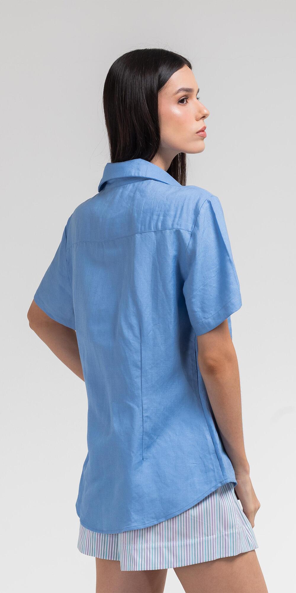 CAMISA MC COM FAIXA LINEN FRESH ALLURE BLUE
