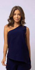 BLUSA IVY COM FAIXA CUPRO LIKE MARINHO