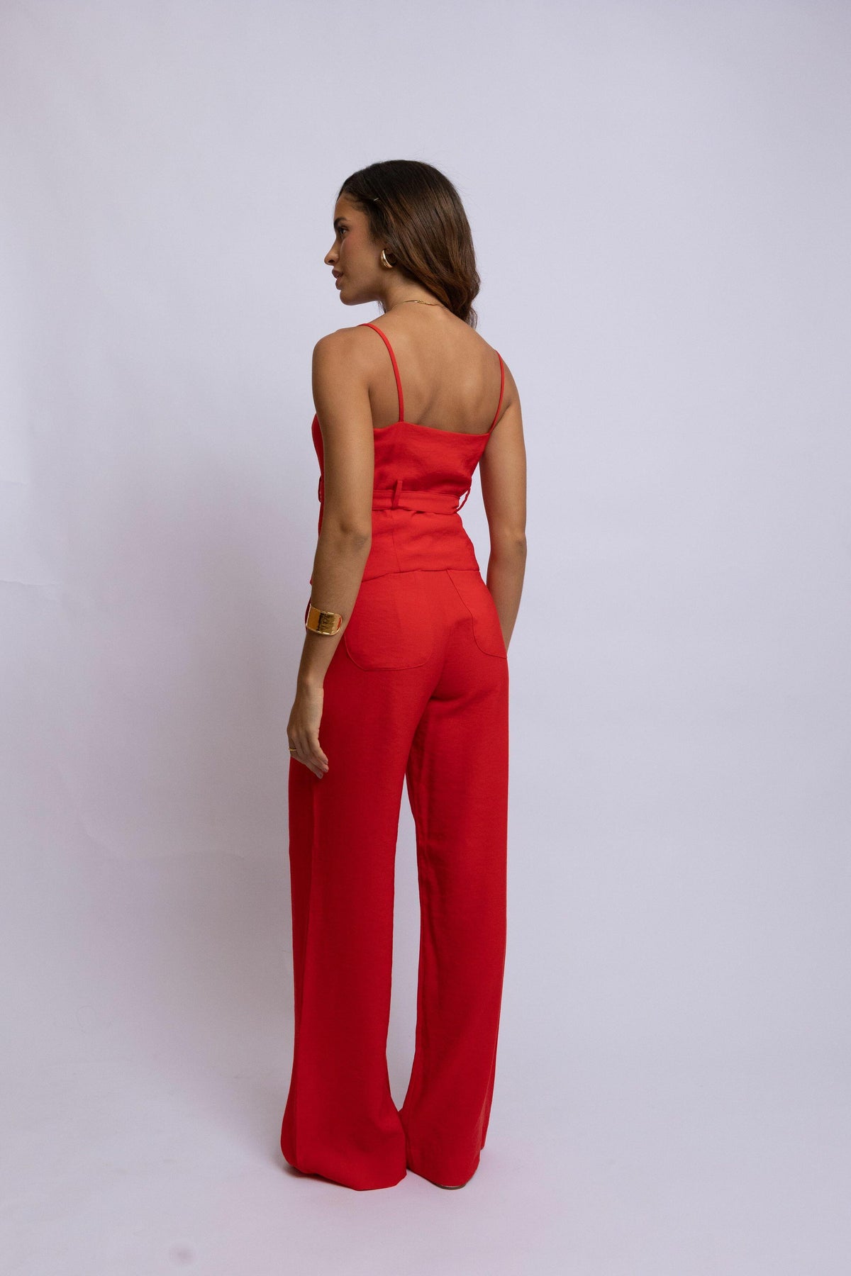 BLUSA CINTO CUPRO LIKE VERMELHO