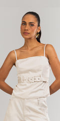BLUSA CINTO ESTOLCOMO CREAM