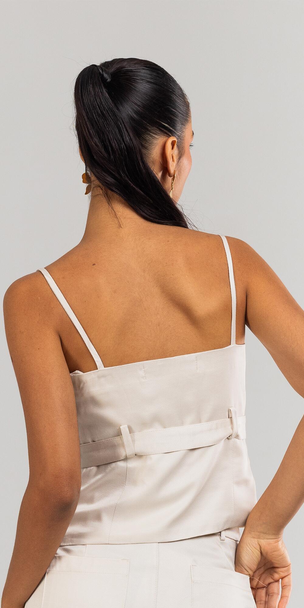 BLUSA CINTO ESTOLCOMO CREAM