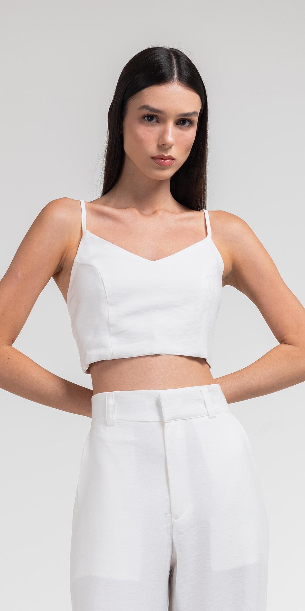 TOP ALÇA RETO CUPRO LIKE BRANCO