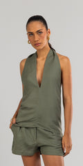 BLUSA CORA LINEN FRESH MILITAR