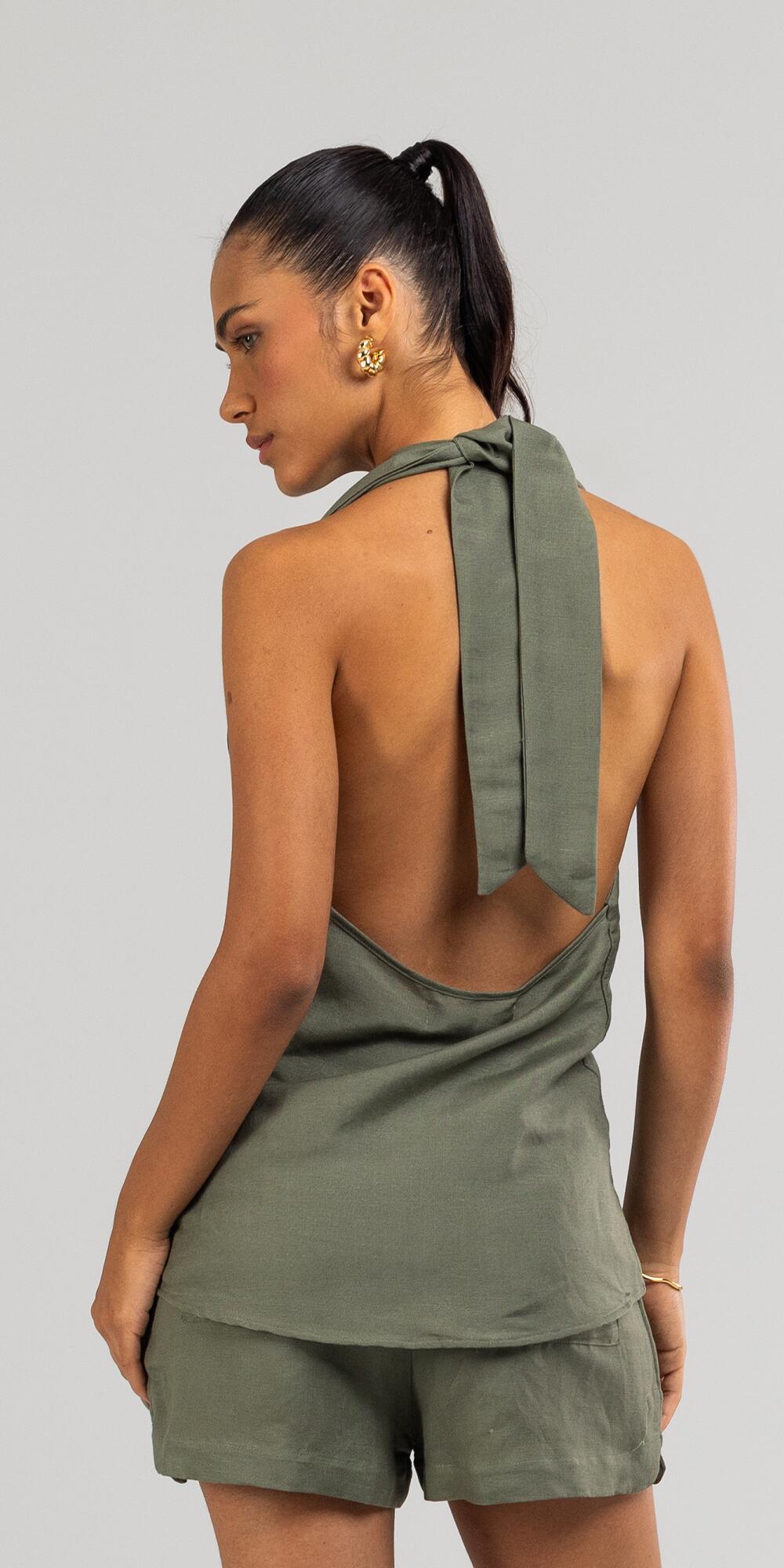 BLUSA CORA LINEN FRESH MILITAR