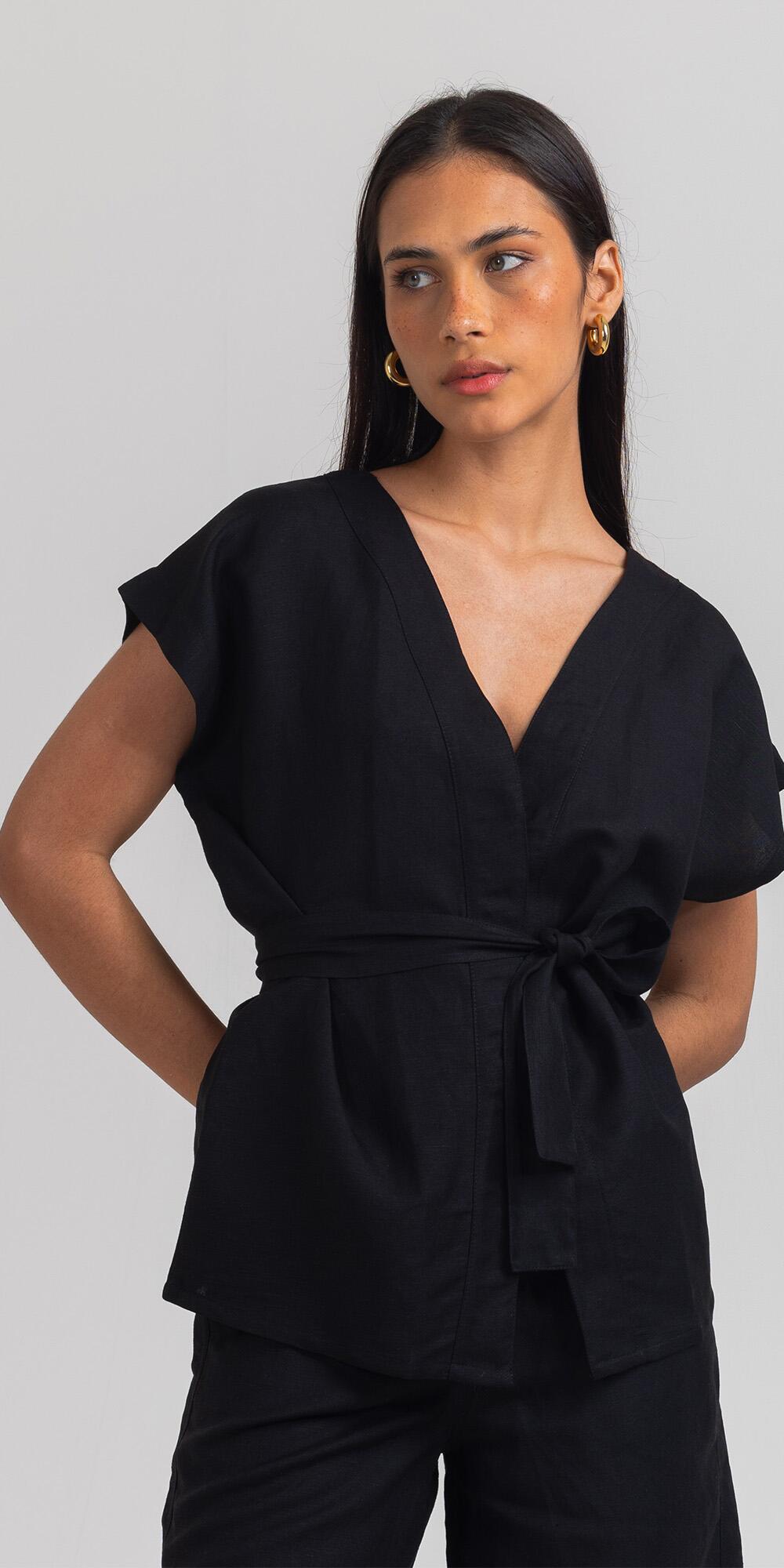 QUIMONO BELA LINEN FRESH PRETO