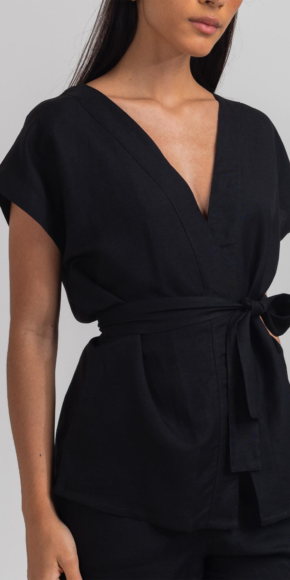 QUIMONO BELA LINEN FRESH PRETO