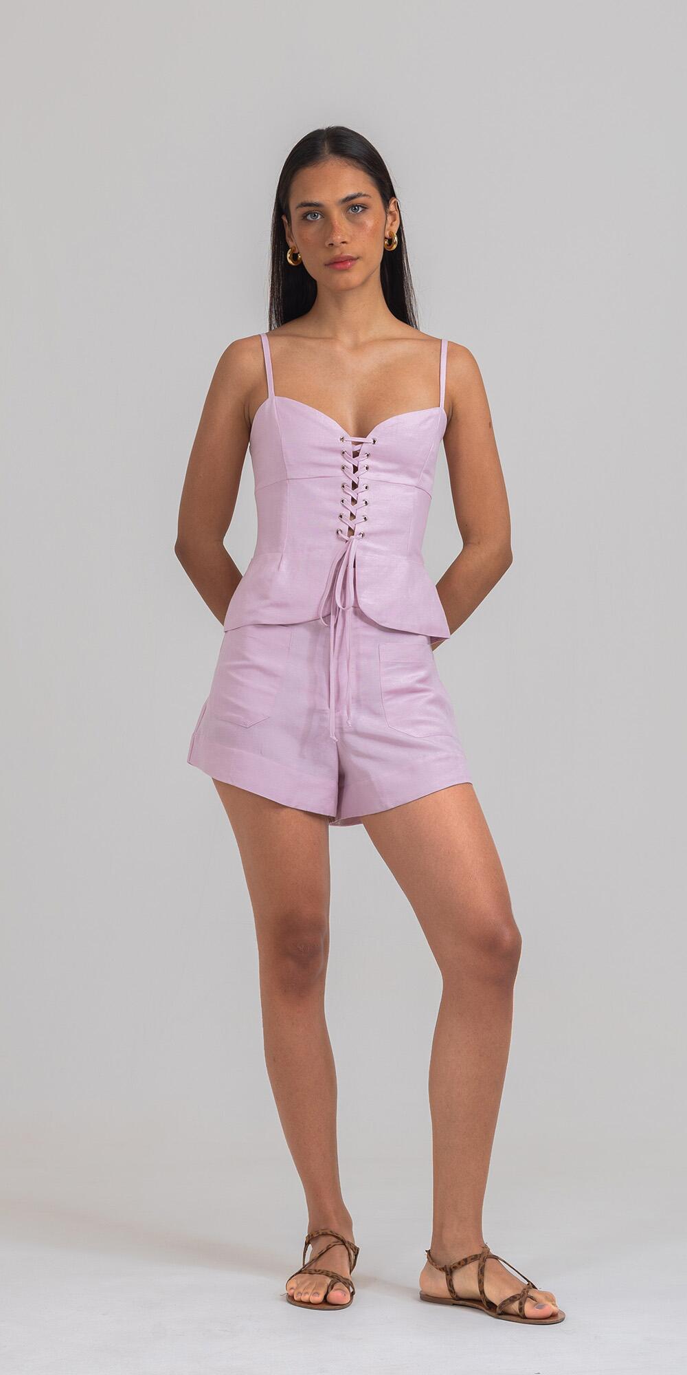 SHORT CECÍLIA LINEN FRESH ROSA GIZ