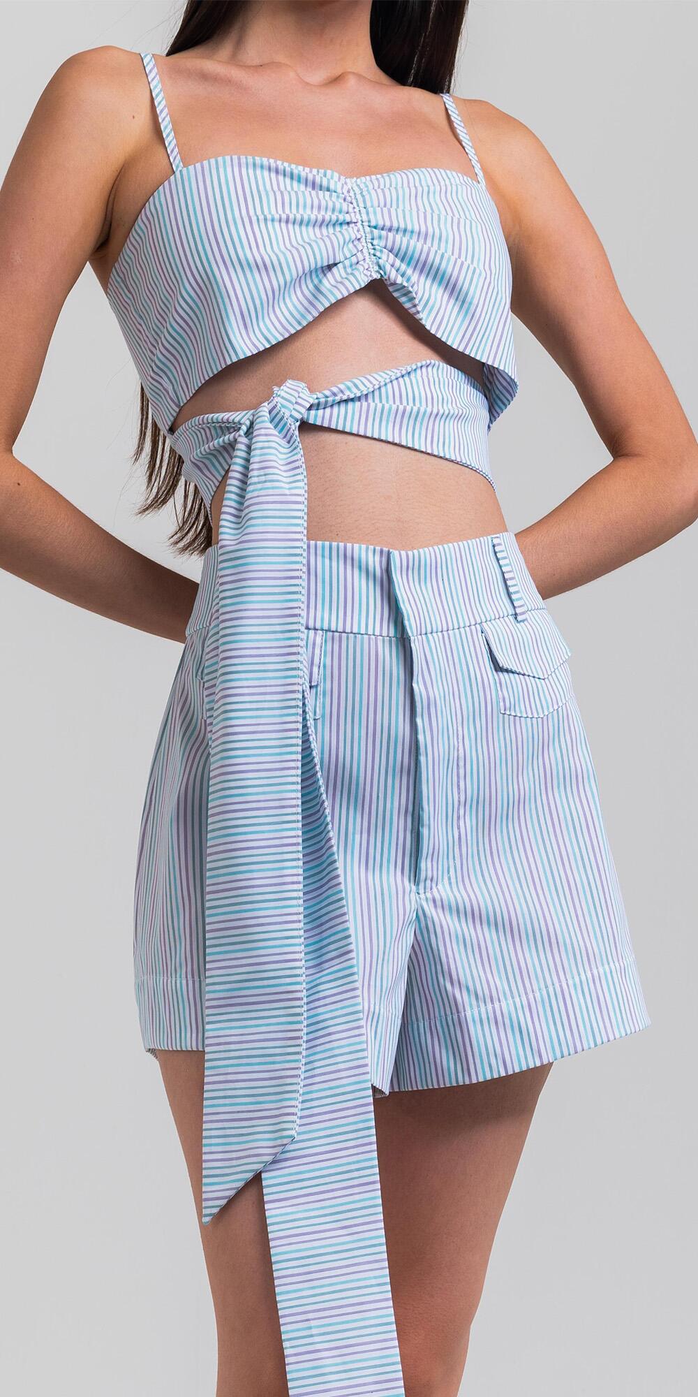 SHORT AMELIE TRICOLINE LISTRAS ARIEL