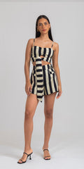 SHORT AMELIE TRICOLINE LISTRAS PRETO