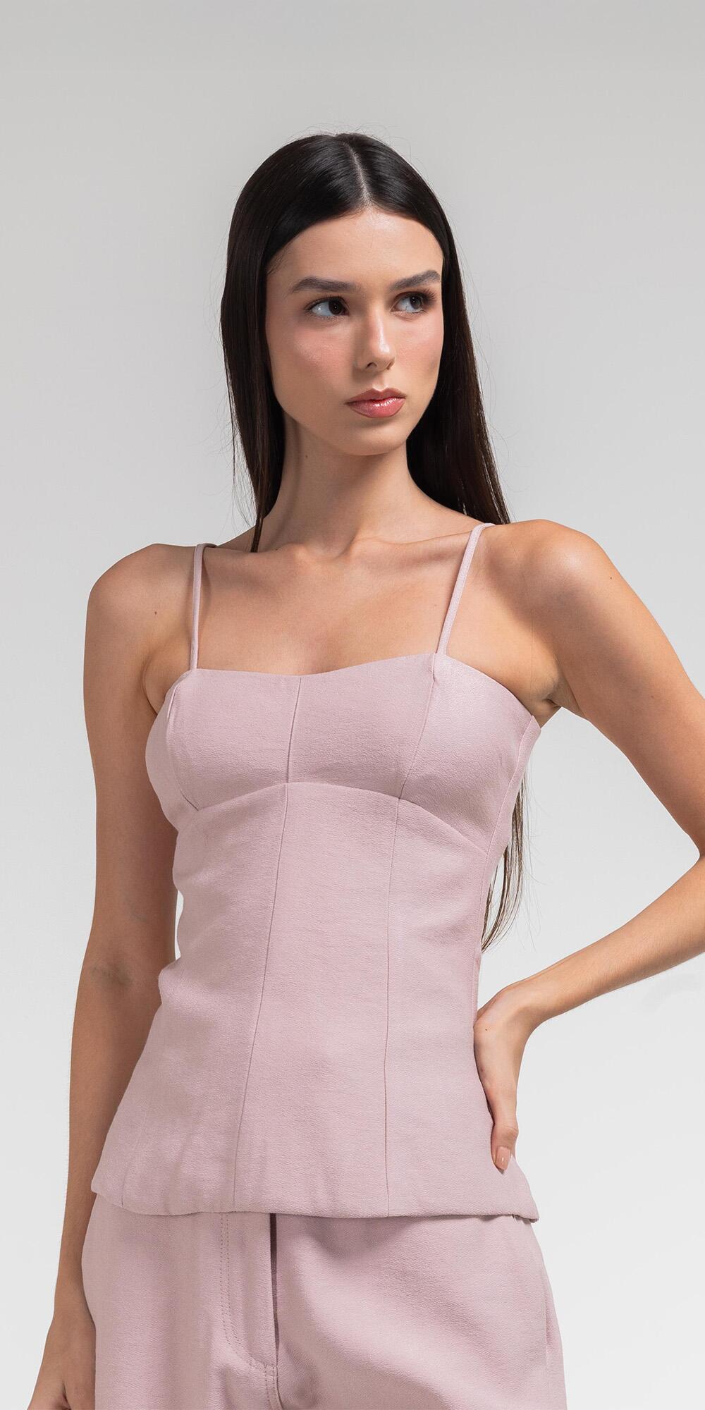 BLUSA ANTONIA FECHADA ALÇA FINA SOHO ROSA