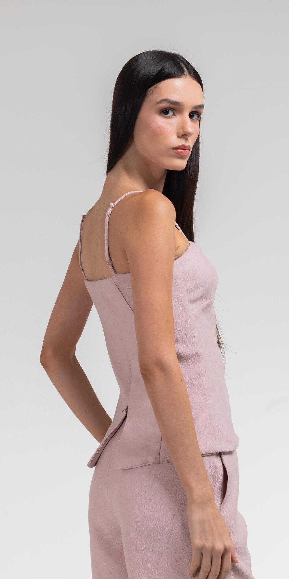 BLUSA ANTONIA FECHADA ALÇA FINA SOHO ROSA