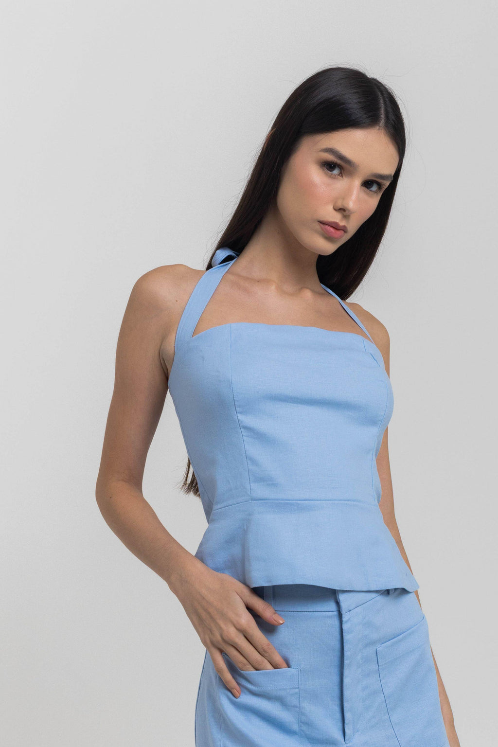 BLUSA BECCA LINEN ELEGANCE AZUL SERENO