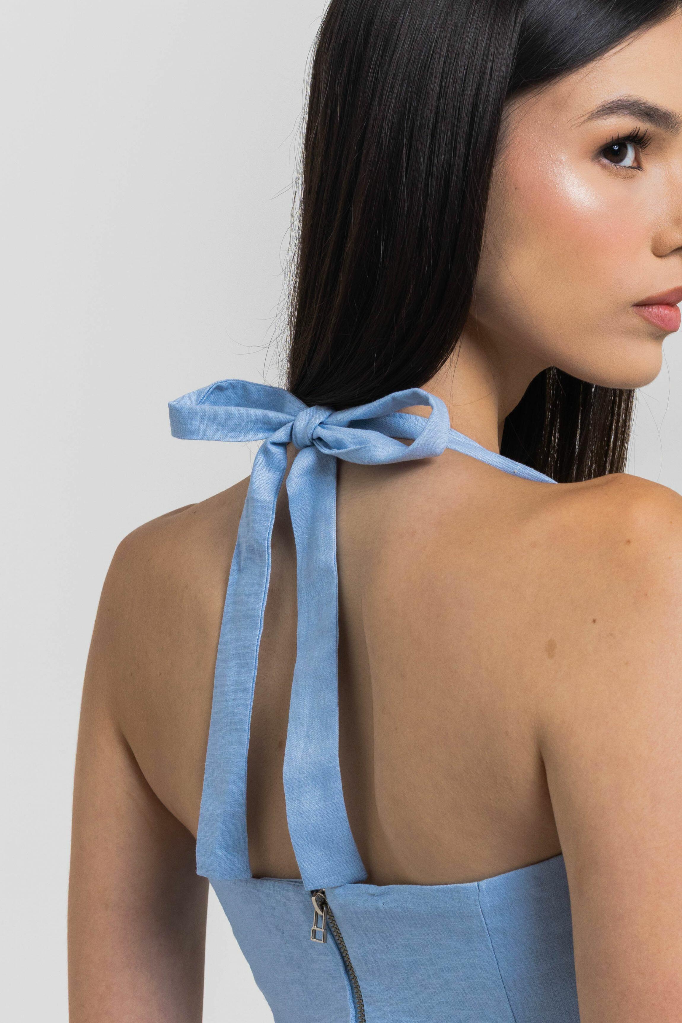 BLUSA BECCA LINEN ELEGANCE AZUL SERENO