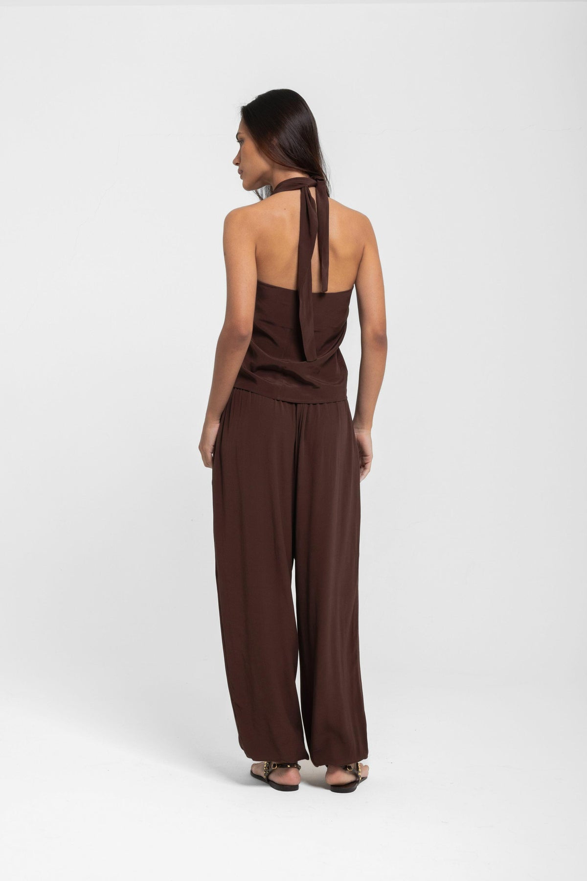 CALÇA BLOOMER CREPE MARGOT CAFÉ