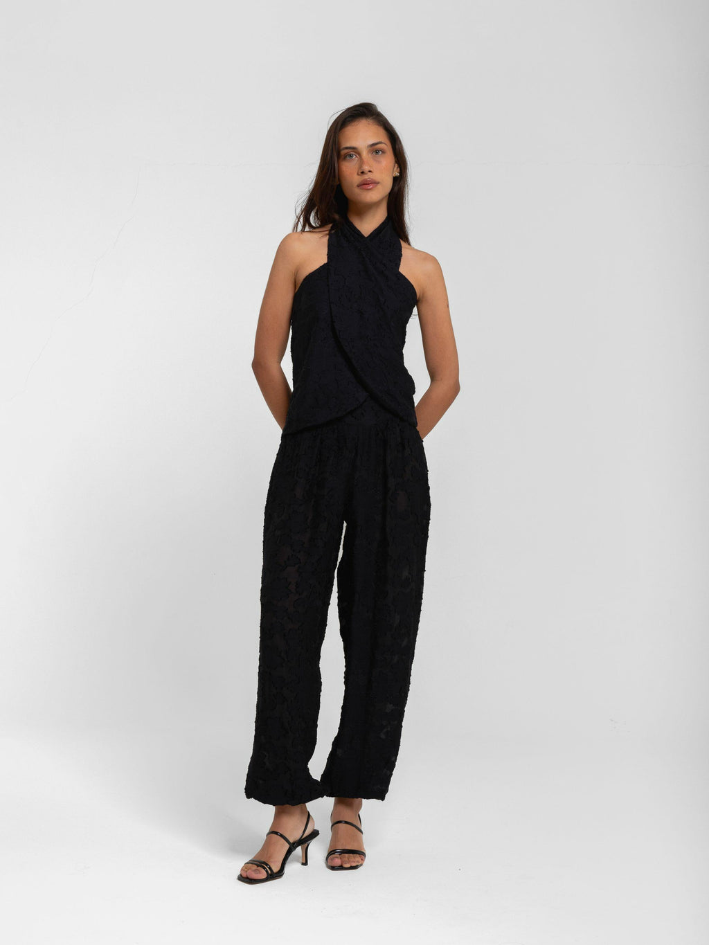 CALÇA BLOOMER JACQUARD PRETO