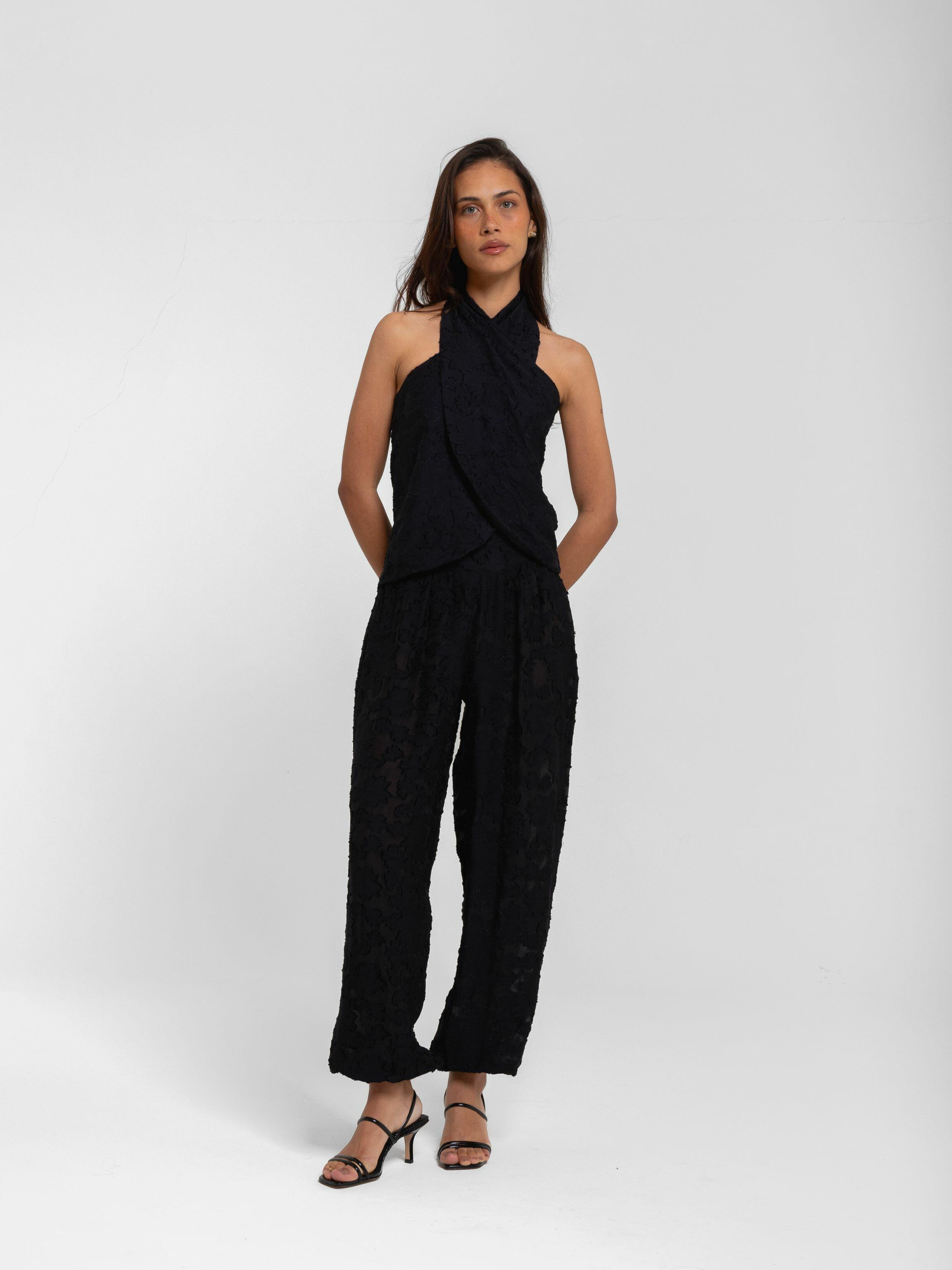 CALÇA BLOOMER JACQUARD PRETO