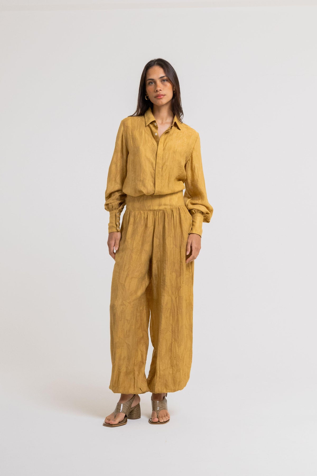 CALÇA BLOOMER LYOCEL LEAF BANOFFEE