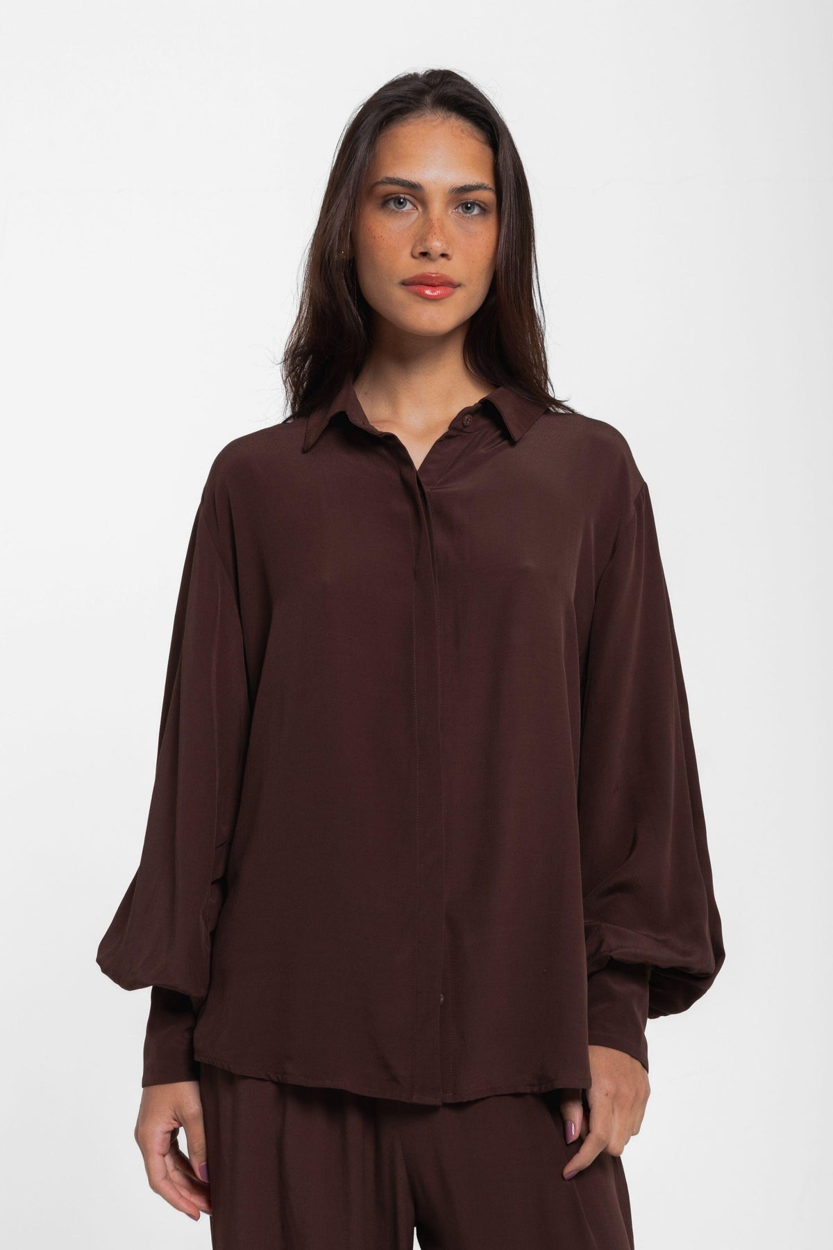 CAMISA LILIE CREPE MARGOT CAFÉ