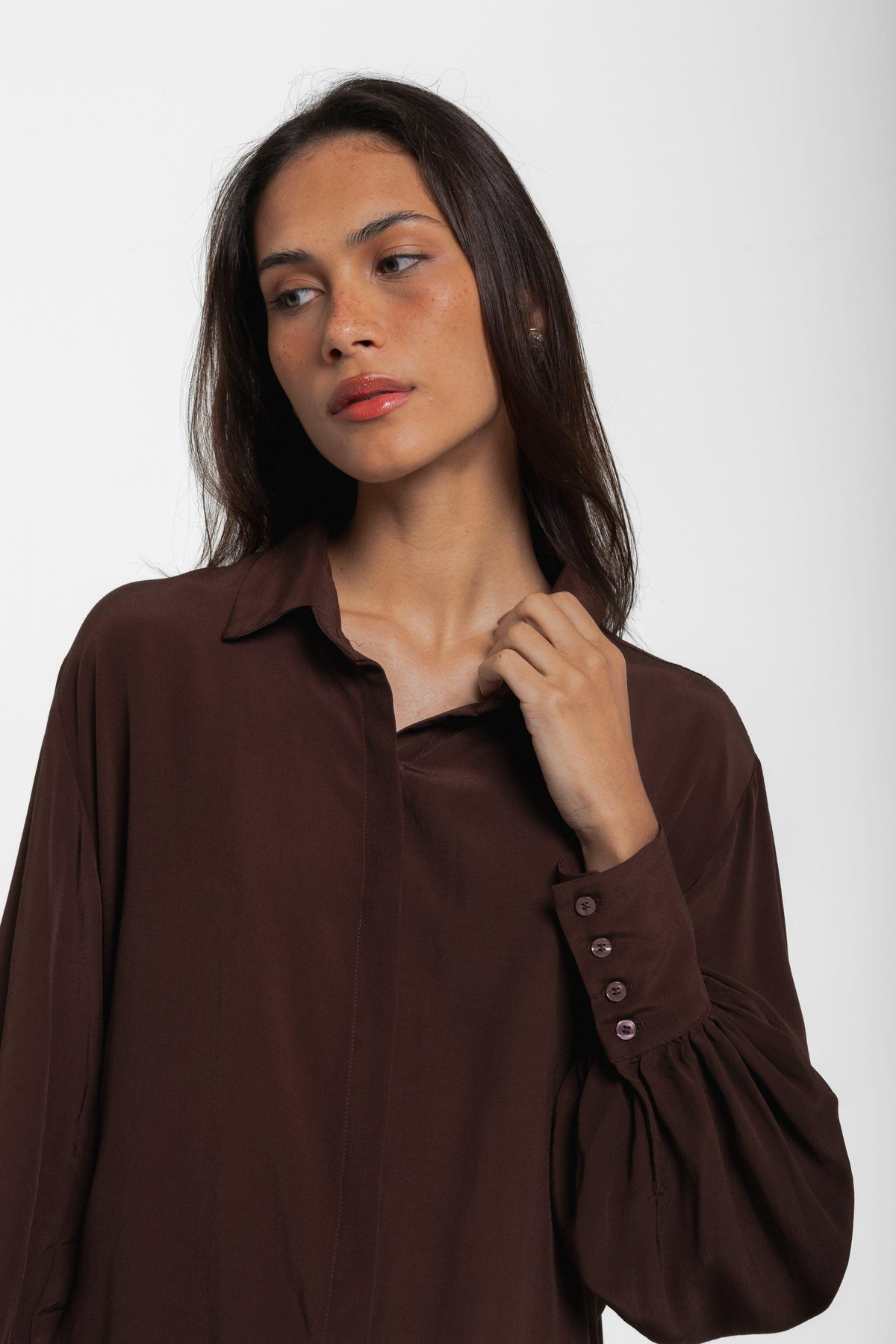 CAMISA LILIE CREPE MARGOT CAFÉ