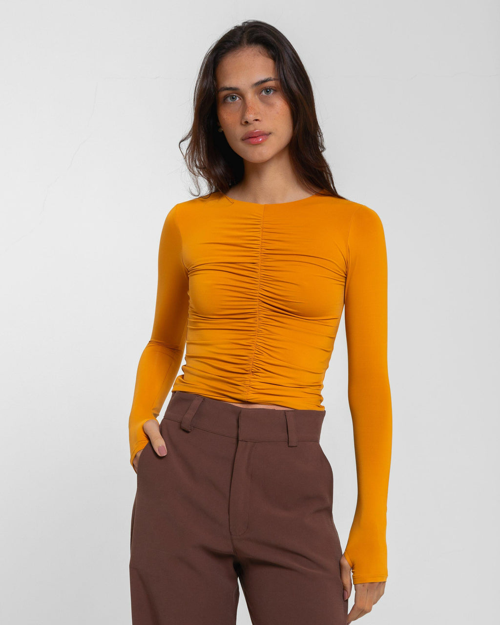 BLUSA ELLA POLIAMIDA CARAMELO