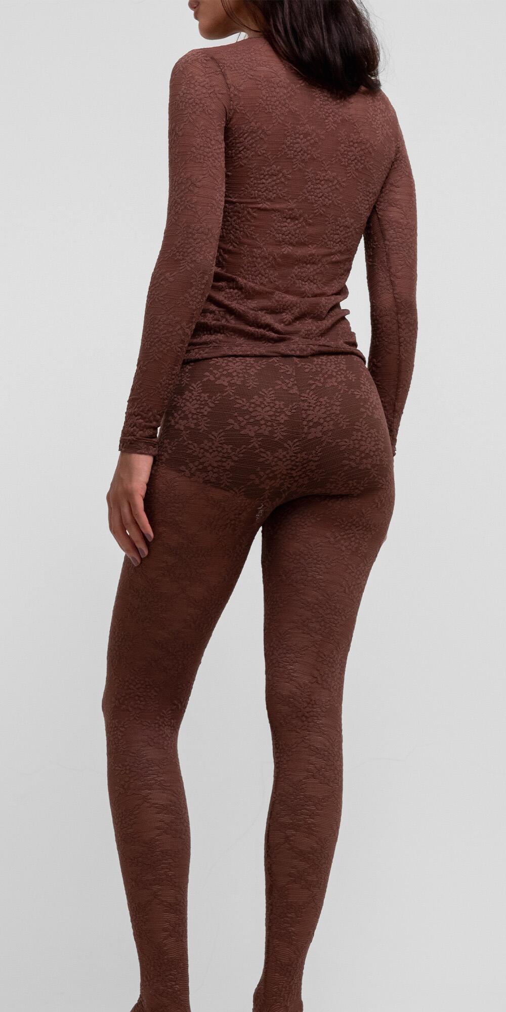 CALÇA LEGGING RENDA ORGANIC CHOCO