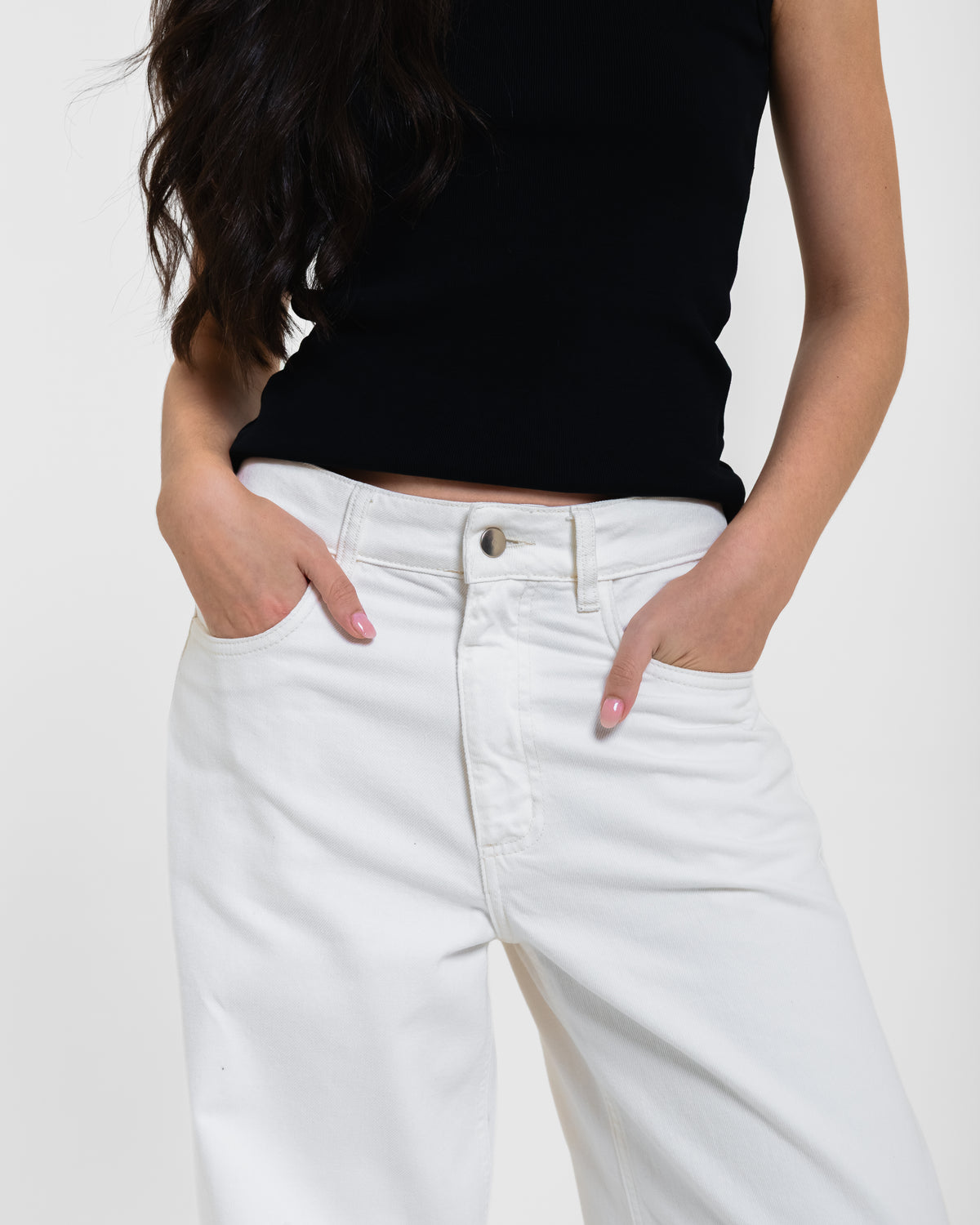 Calça Johana Sarja Off White - DETALHE