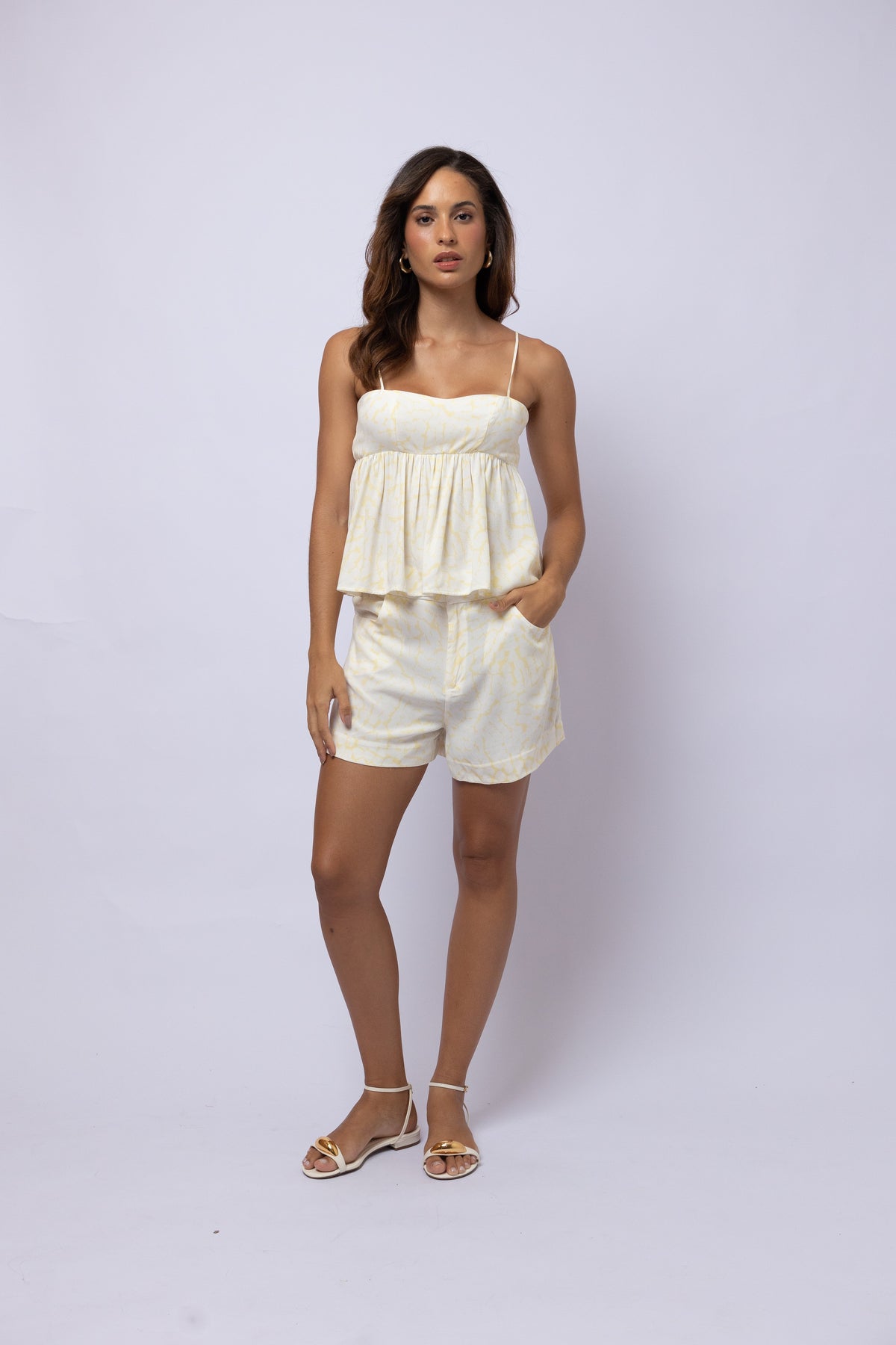 SHORT EVASE CREPE KLEIN PRIMULA ESTAMPA