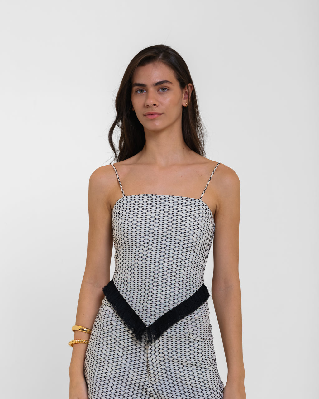 BLUSA JENNE FRANJA PIRARUCU MESCLA PRETO