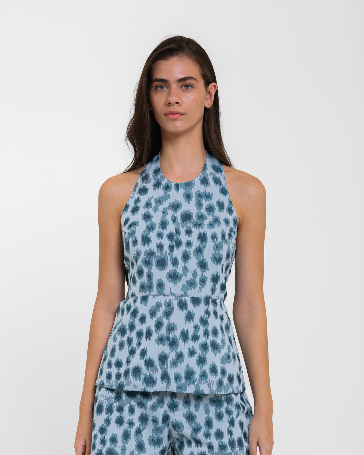 BLUSA GIGI JACQUARD IRIS AZUL