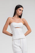 BLUSA ANTONIA ABERTA CUPRO LIKE BRANCO